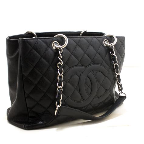 chanel tote bag with chain|authentic chanel shopping bag.